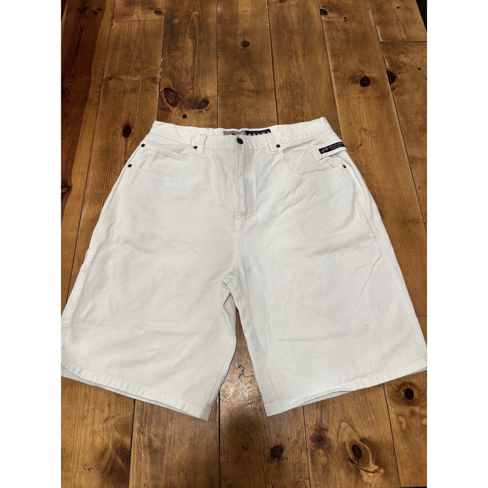 Jeans West Men's White Baggy Fit Denim Shorts Size 38 100% Cotton Hong Kong